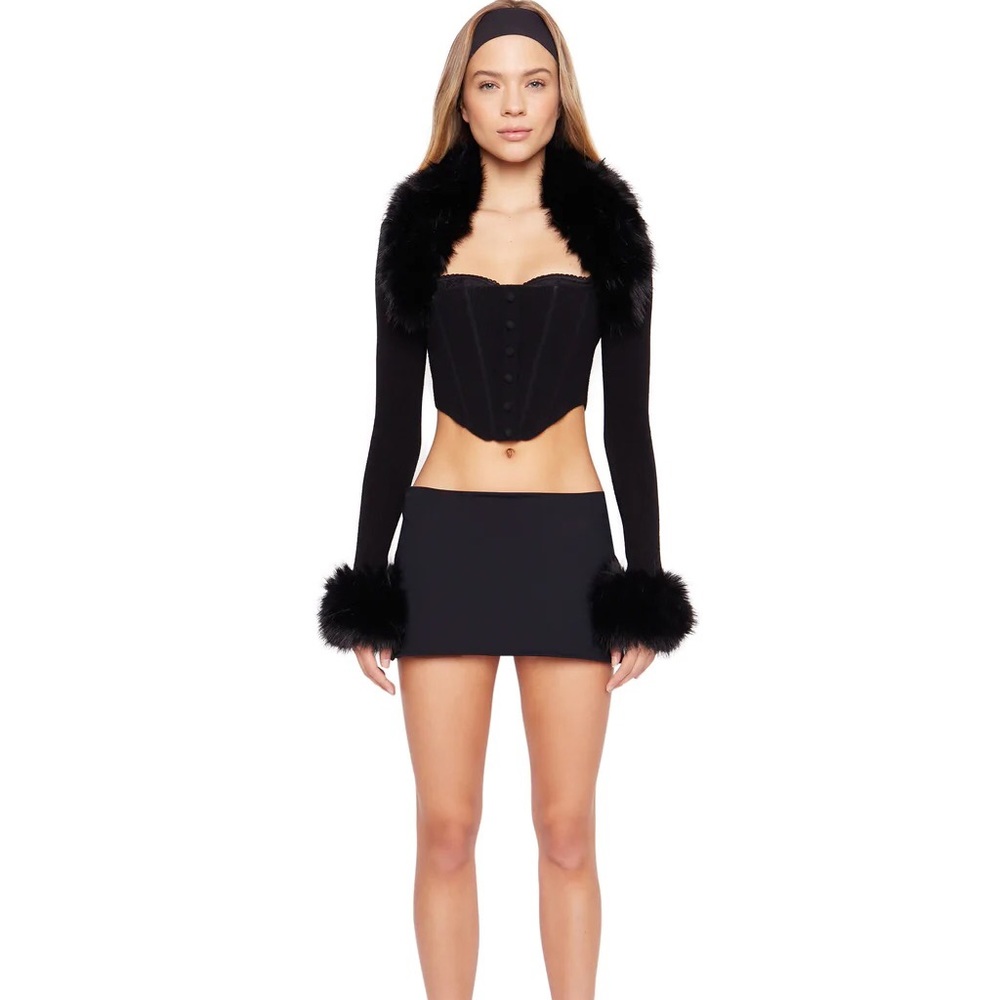 Danielle Guizio faux fur knit bolero